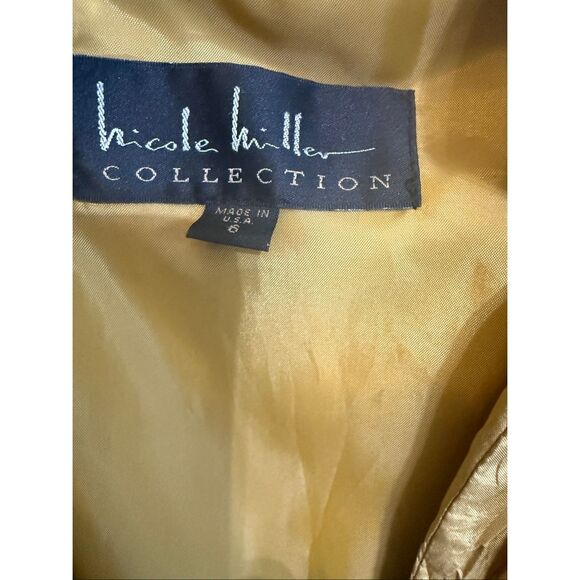 Nicole Miller Collection Womens Half Button Front Crinkle Sheath Dress Gold Sz 6 - Picture 5 of 7